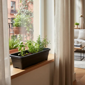 5 Vasos Jardineira Plástico Floreira Horta Vertical 36cm Preta