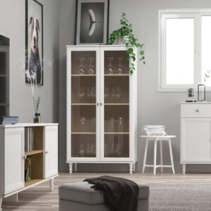 Cristaleira Estante Para Livros Ditália 2 Portas Vidro E-957 - Branco