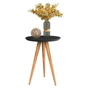 Mesa de Apoio Retrô 62cm Redonda com Pés Palito Decoração - Cores - APOIO - PRETO