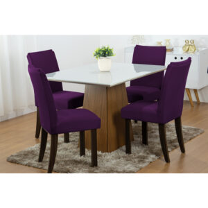 Capas Para Cadeira de Jantar - Kit 4 Peças Malha Gel com Elástico - Roxo