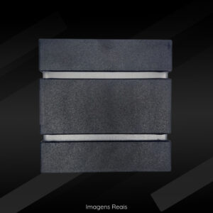 Arandela de Parede 2 Focos 2 Frisos Interna Externa Luminária de parede Muro Escada Corredor Moderna - Preta