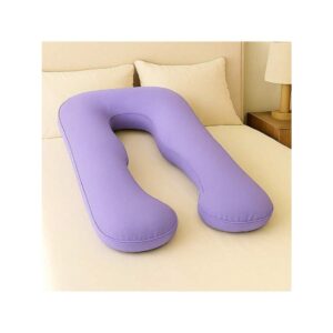 Travesseiro De Corpo Para Gestante gravida 200 fios Micropercal 120x60cm Ergonômico Cama Macio - Lilás