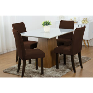 Capas Para Cadeira de Jantar - Kit 4 Peças Malha Gel com Elástico - Tabaco