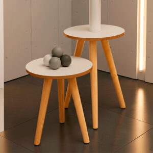 Mesa Pé Palito De Apoio E Lateral Sofa Mdf ou Mdp E Madeira - Kit Mesa Off White