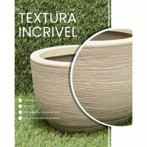 Kit 4 Vasos Polietileno Coluna Redonda N1, N2+ Bojo N1+Bacia N1 Texturizados Para Planta, Flor, Jardim