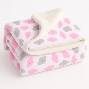 Cobertor Sherpa Dupla Face Bebê Felpuda Pelo Carneirinho Diversas Opções - Nuvem Rosa