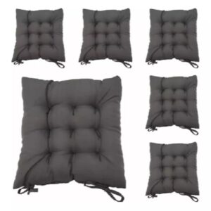 Kit 4 Almofadas para Cadeira Futon 40x40 com Amarração Assento Macio Oxford Cozinha Sala - Cinza Escuro