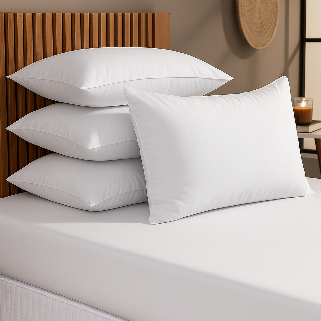 Travesseiro Pluma De Ganso Macio Antialérgico Lavável Ideal para Enxoval, Hotéis e Uso Diário