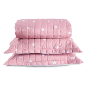 Cobre leito Essencialle Ideal para Cama King Composto por 03 Peças 150 Fios Alg/PL Várias Estampas - Corações