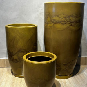 Kit 4 Vasos Marmorizados Decorativos Planta de Luxo Flor Polietileno Coluna polida N1 N2 + Bojo N1 N2 Com Pratos +Bacia - (211+219+228+229)DOURADO