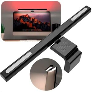 Luminária Tela Notebook Monitor Mesa Barra Luz Regulável Cúpula Preto Estrutura Preto