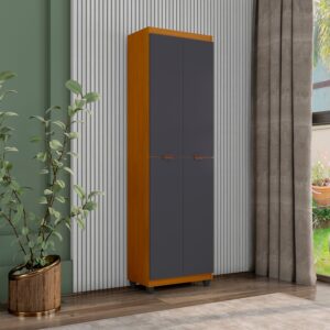 Armário Multiuso 4 Portas Organizador Cozinha Lavanderia Escritório - Cedro/Onix