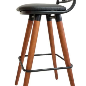 KIT 2 Banquetas Estofadas Alta Com Pés De Madeira Lily Cor Terracota/Preto