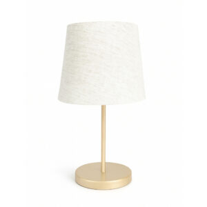 Abajur de Mesa Moderno Minimalista com Cúpula Decorativa para Quarto e Sala - Champanhe e Linho