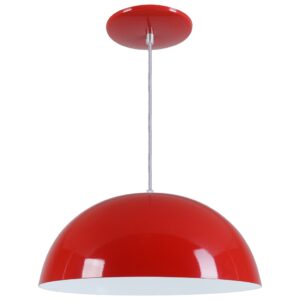 Pendente Meia Lua Bola 34cm em Alumínio Cores Cobre Arandela Luminária Sala Quarto Cozinha - Vermelho