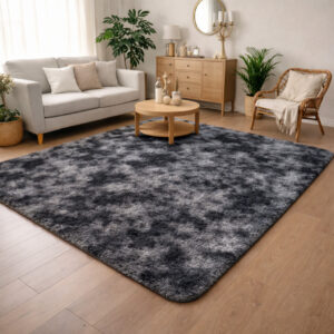 Tapete Grande Felpudo De Sala Escritorio Decoração Casa Quarto Fofo Grande Várias Cores - PRETO MESCLADO 1,30mX2m