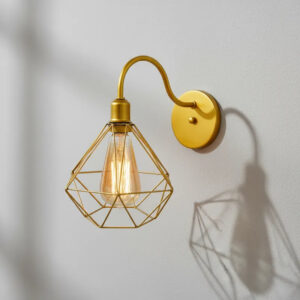 Luminária Arandela de Parede Retrô Diamante Aramado 127v/220v - DOURADO