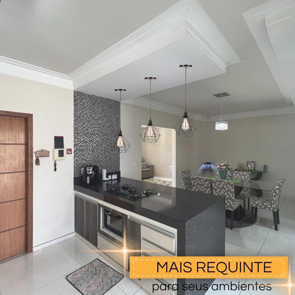 Kit 5 Luminárias de Teto Modelo Diamante Preto Lustre Retro Pendente Industrial