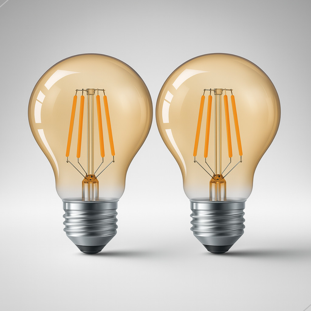 Kit 2 Lâmpada Led Filamento A60 4w 2200k Branco Quente Bivolt 110v/220v Retrô Decorativa Âmbar E27