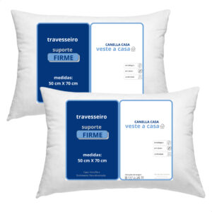 Travesseiro 50x70 Suporte Firme 100% Macio Adulto Fibra Siliconizada Antialérgico - 2 TRAVESSEIROS