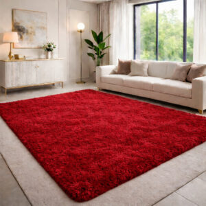 Tapete Peludo, Felpudo De Sala Ou Quarto Luxo 2,00 X 1,50 - Vermelho