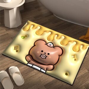 Tapete de Banheiro Efeito 3D Antiderrapante Super Absorvente Saída Chuveiro Box Super Absorvente 58x38cm - Filhote de urso-xiaoxiong
