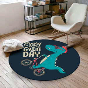 Tapete Redondo 88x88cm Decorativo Antiderrapante Dino