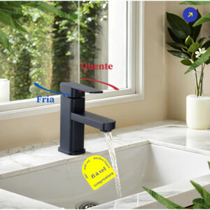 Torneira Quadrada Preta Quente E Fria Torneira De Banheiro Torneira Para Cozinha Pia Furo Único