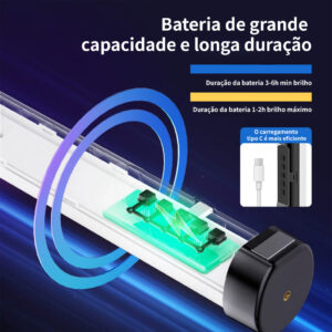 Iluminador Bastão Led Rgb atração magnética 6500k D