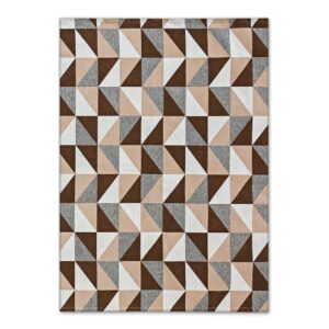 Tapete Para Sala Geométrico Grande 1 Metro e 2 Metros Moderno Triângulo Antiderrapante - Várias Estampas - Caramelo