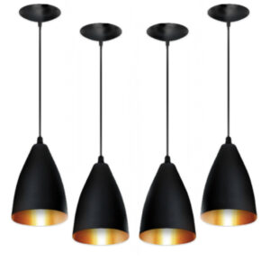 Kit 3 Luminárias Modernas Pendentes Sala Jantar De Teto Preta - Kit com 4 Luminárias