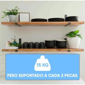 Kit 2 Prateleira Industrial 40x20, 60x20, 80x20 Com 4 Mão francesa de ferro invertida Nicho Decoração rustica.