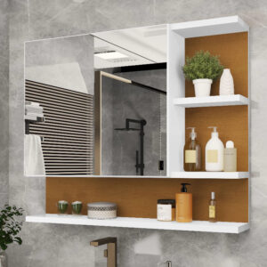 QUEIMA DE ESTOQUE!!! Armário Espelheira com Porta Cleo- VÁRIAS CORES - Branco/Nature