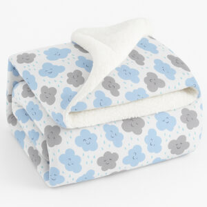 Cobertor Sherpa Dupla Face Bebê Felpuda Pelo Carneirinho Diversas Opções - Nuvem Azul