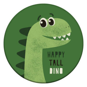 Tapete Redondo 88x88cm Decorativo Antiderrapante Dino - Happy Tall Dino