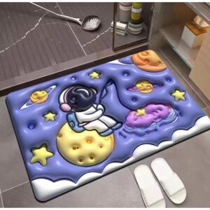 Tapete de Banheiro Efeito 3D Antiderrapante Super Absorvente Saída Chuveiro Box Super Absorvente 58x38cm