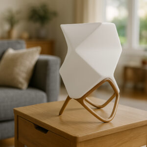 Luminária Geometrica Minimalista Mesa de Cabeçeira Aconchegante com Lâmpada Bivolt 30cm