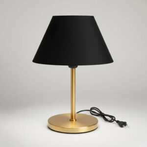 Abajur Luminária de Mesa Cúpula injetada Aramado Decoração Bancada Escritório Quarto Moderno - DOURADO/PRETO