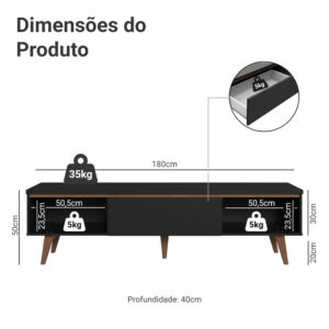 Rack para TV até 75 Polegadas 2 Portas 1 Gaveta Reims Madesa