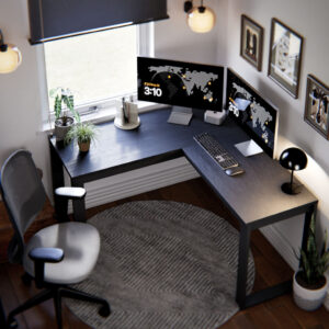 Escrivaninha de Canto Berlim em L MDF MDP Preto Cinamomo Mesa Home Office Escritório Moderna - Preto