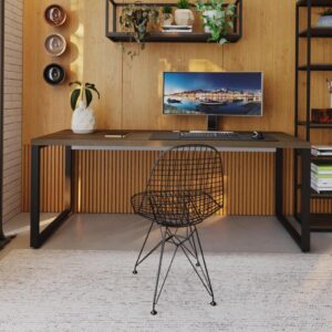 Mesa Presidente 190x70x75cm Yon - Nogueira/Est.Preta