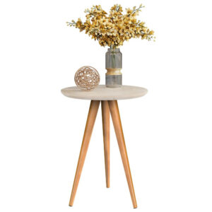 Mesa de Apoio Retrô 62cm Redonda com Pés Palito Decoração - Cores - APOIO - OFF WHITE