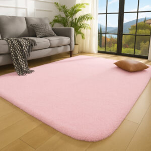 Tapete Felpudo 40mm Pelo Alto 2,00 x 1,50 Para Sala E Quarto - Rosa