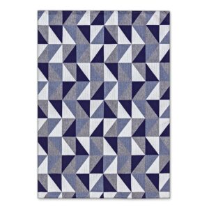 Tapete Para Sala Geométrico Grande 1 Metro e 2 Metros Moderno Triângulo Antiderrapante - Várias Estampas - Azul