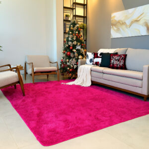 Tapete Decorativo Grande 3,00x2,00 Peludo Sala de Estar Macio Confortável Luxo - Pink