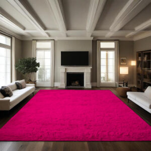 Tapete Sofá Provador Quarto Peludo 195 X 240 Cm Antiderrapante Ins Mesclado Shaggy - Rosa Liso