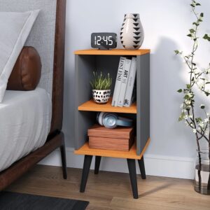 Kit 2 Mesa de Cabeceira ou Unitário para Quarto Charme Retrô Várias Cores Apoio de Cama Mesinha - UNITARIO CHARME CINZA