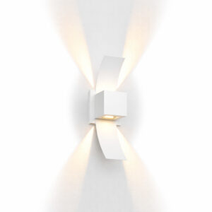 Arandela LED Externa 2 Fachos Alumínio IP65 Parede Muro Moderna Aba Box - Branco | LED Amarelo Quente