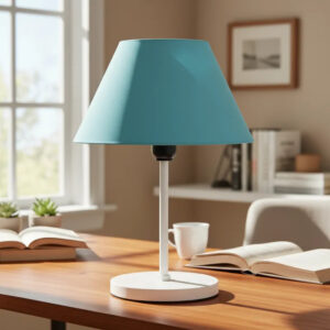 Abajur Luminária de Mesa Cúpula injetada Aramado Decoração Bancada Escritório Quarto Moderno - BRANCO/AZUL