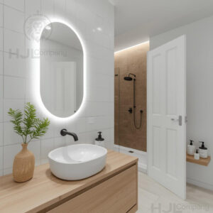 Espelho Oval com LED Bivolt – Iluminado, Moderno e Perfeito para Banheiro e Maquiagem - Com LED Frio